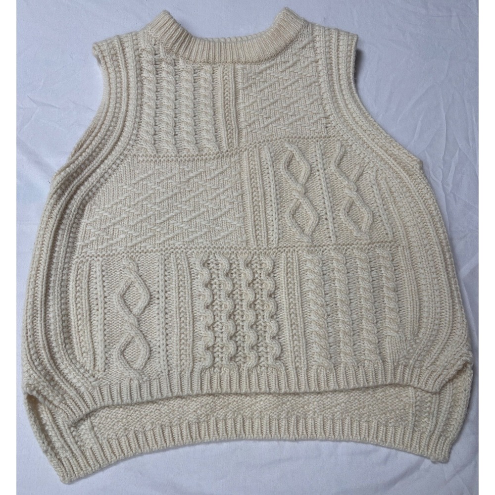 Cable Knit Textured Sweater Vest Wool Blend Sz S, Cottagecore, Light Academia